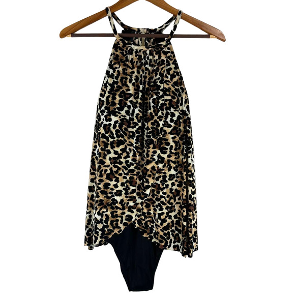 Magicsuit NWT Leopard Aubrey One Piece Halter Swimsuit Size 10 Wireless A-D Cup - Picture 3 of 12